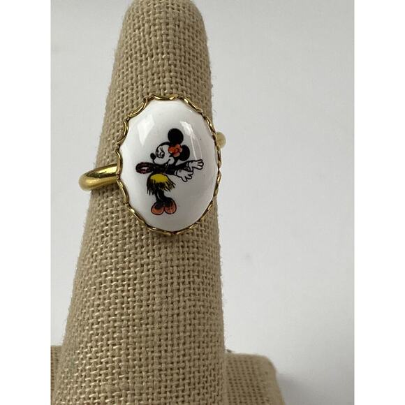 Walt Disney Productions Minnie Mouse Gold Tone Adjustable Ring Hula Hawaiian - Picture 3 of 12